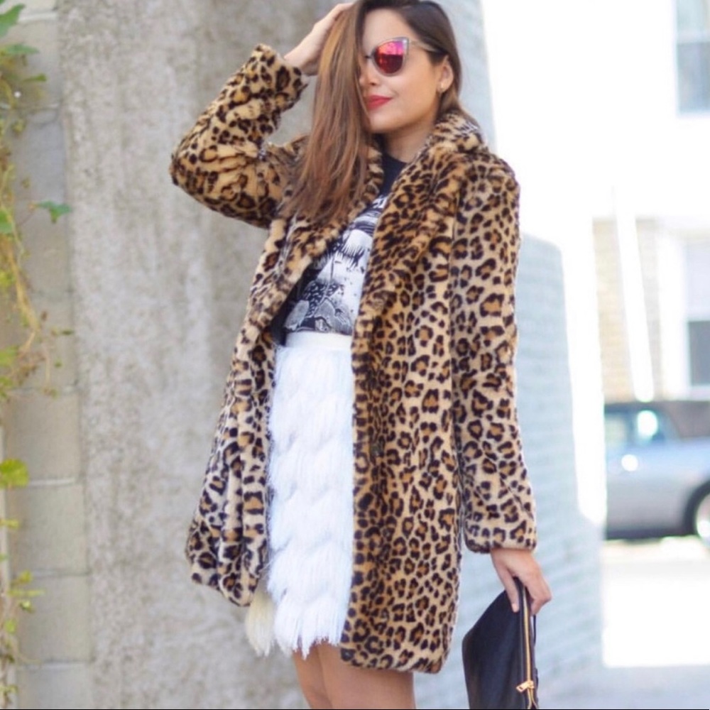 Forever 21 Leopard Print Faux Fur Coat